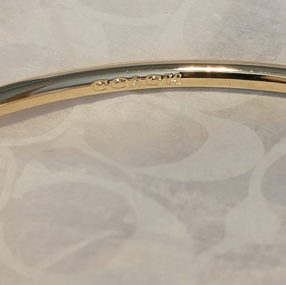 Coach Goldtone Bangle White/Gold C Charm NWOT includes box and coach wrapping - Picture 4 of 6